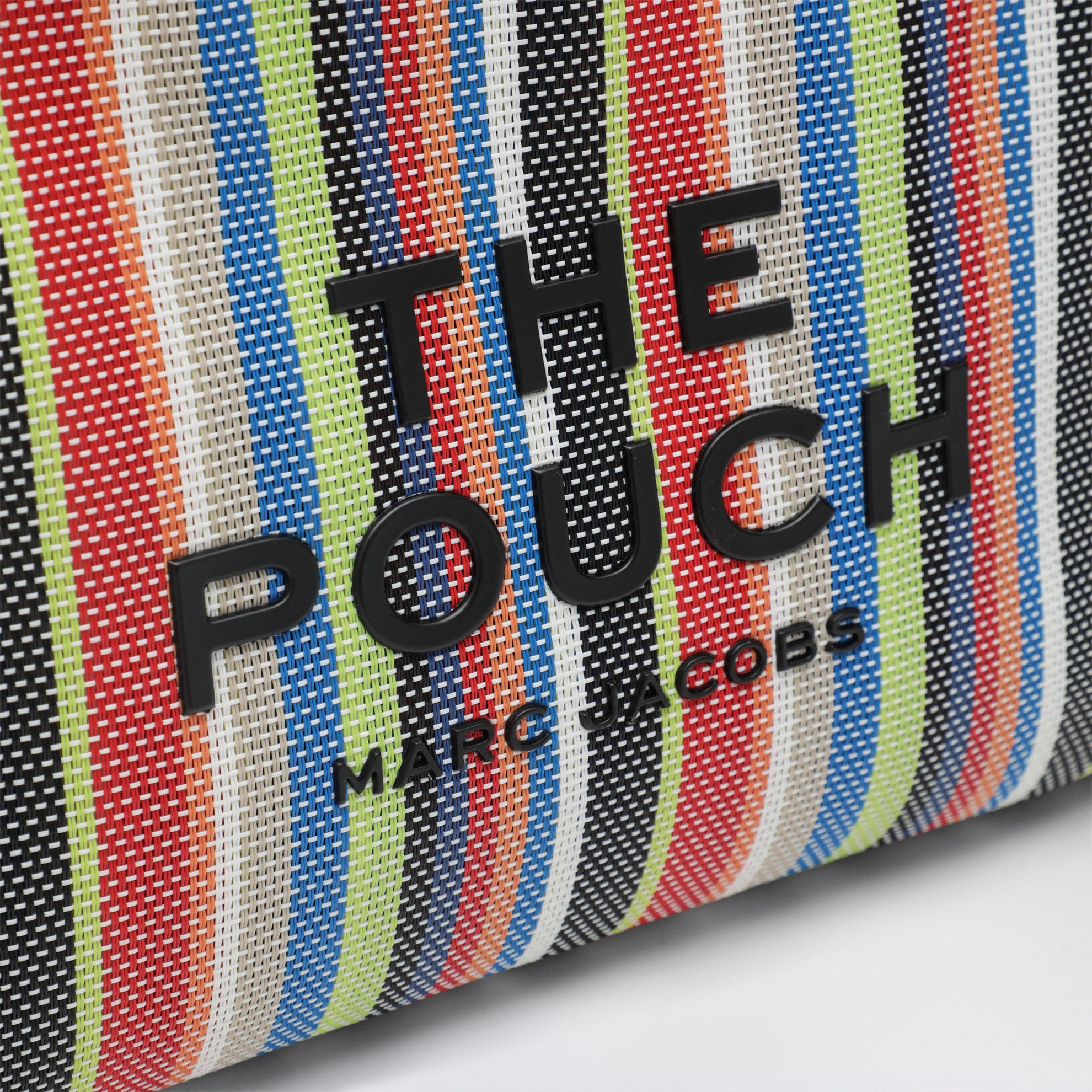 Pochette grande in rete a righe arcobaleno rossa