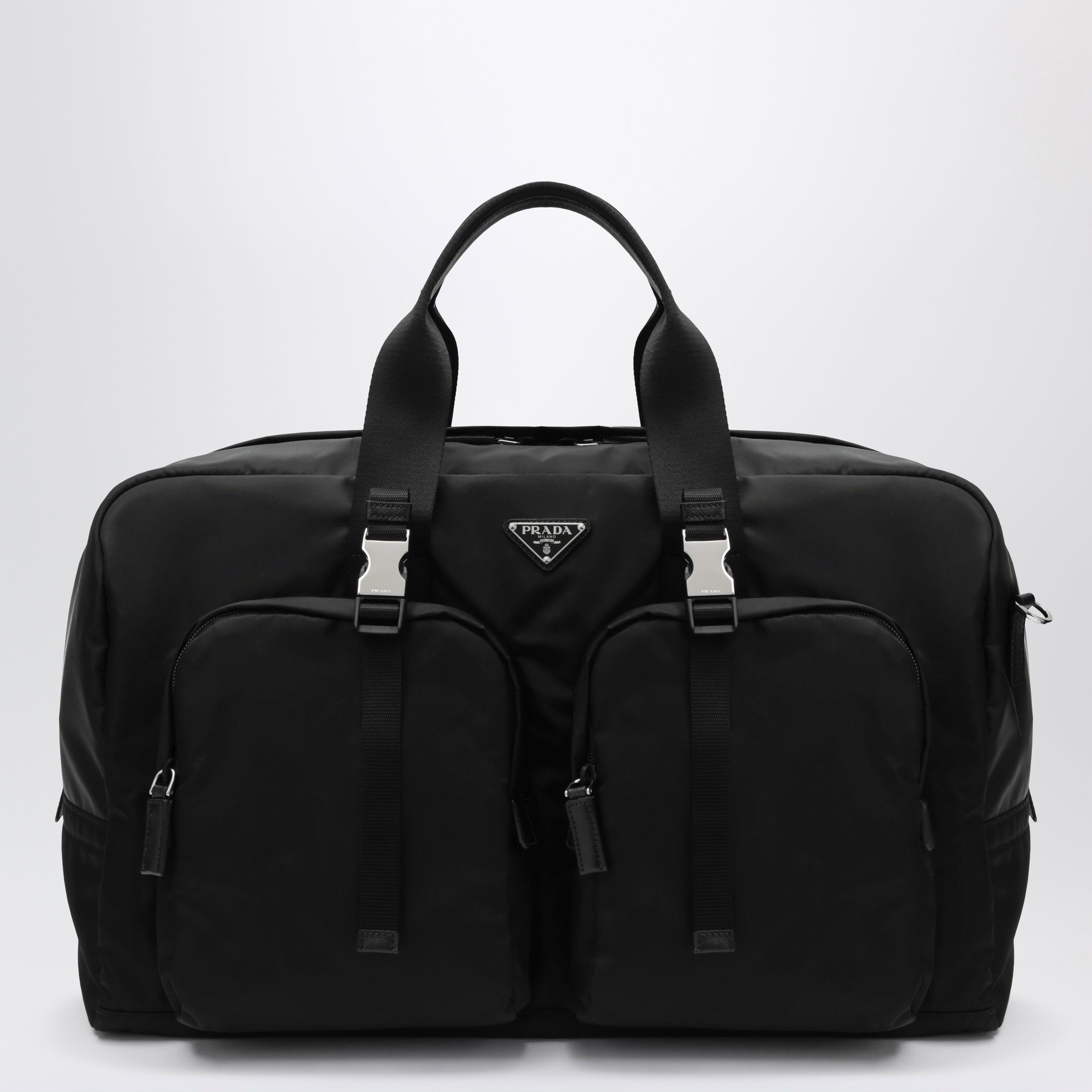 Prada Black Re-Nylon and Saffiano Travel Bag | TheDoubleF