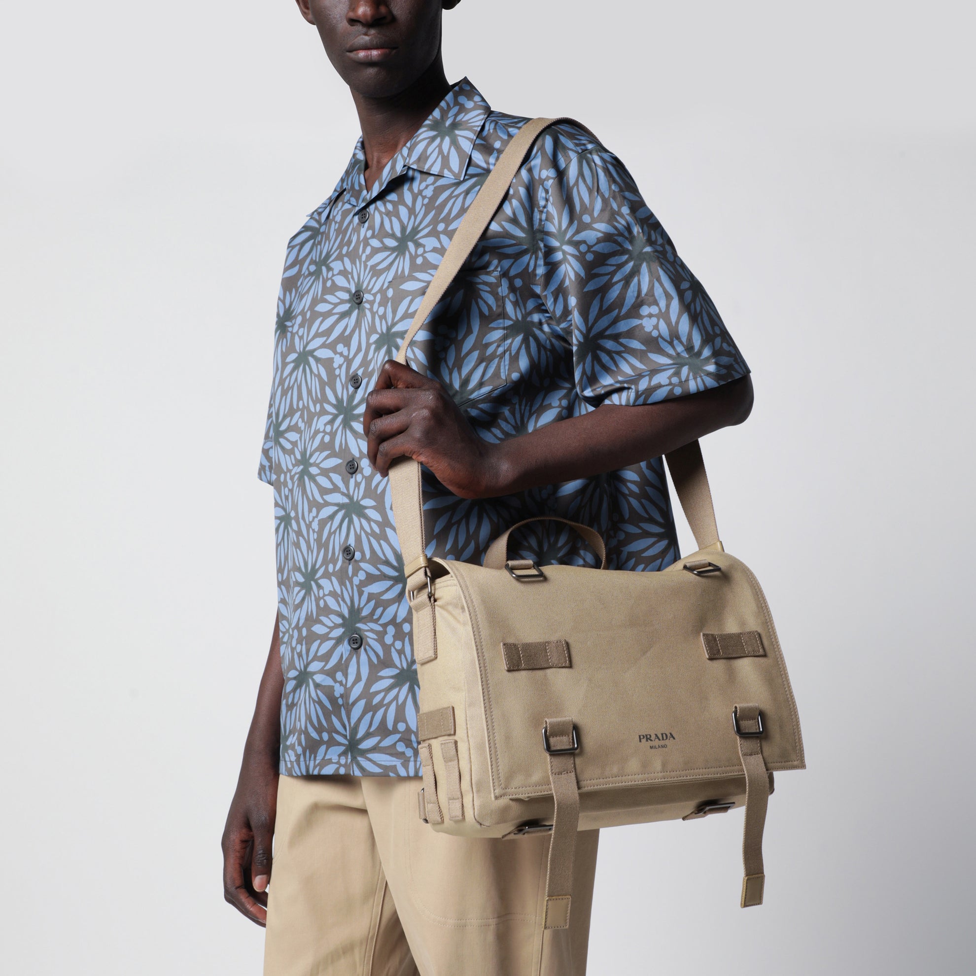 Desert-colored canvas crossbody bag