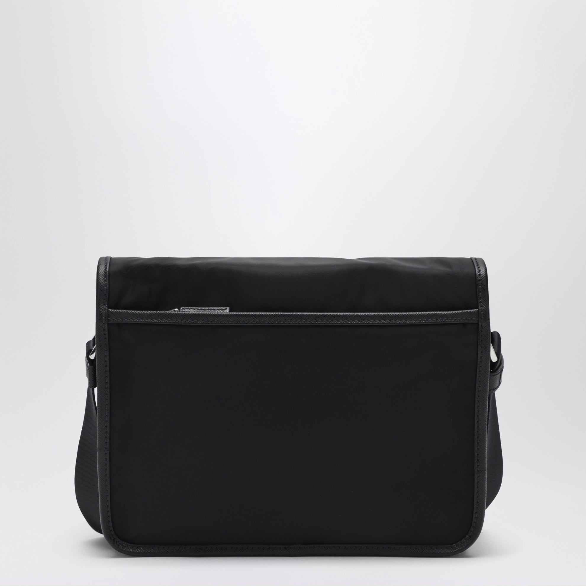 Borsa a spalla nera in Re-Nylon e Saffiano