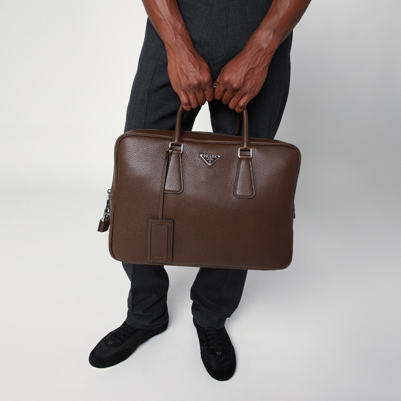 Burnt brown leather work bag
