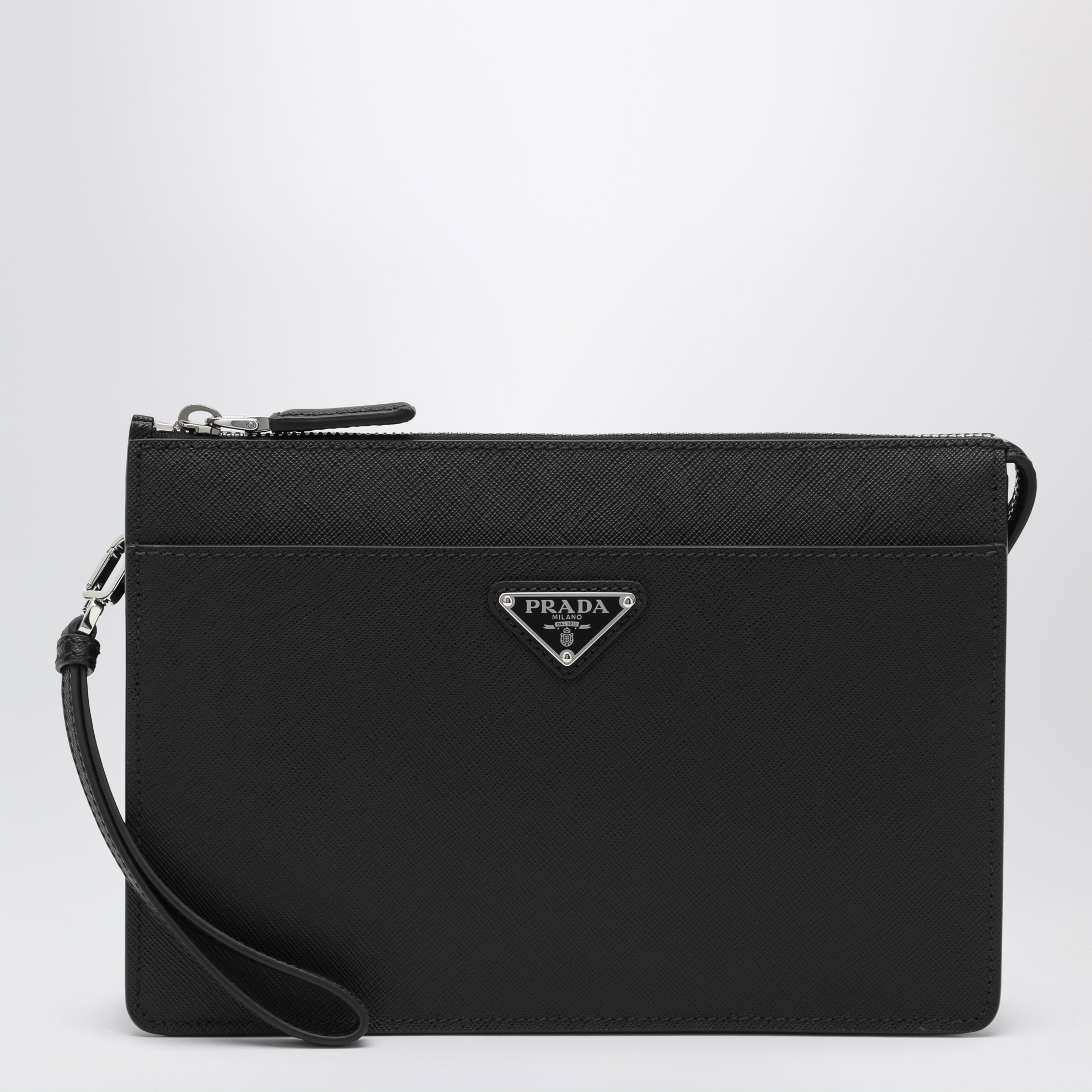 Black Saffiano leather pouch
