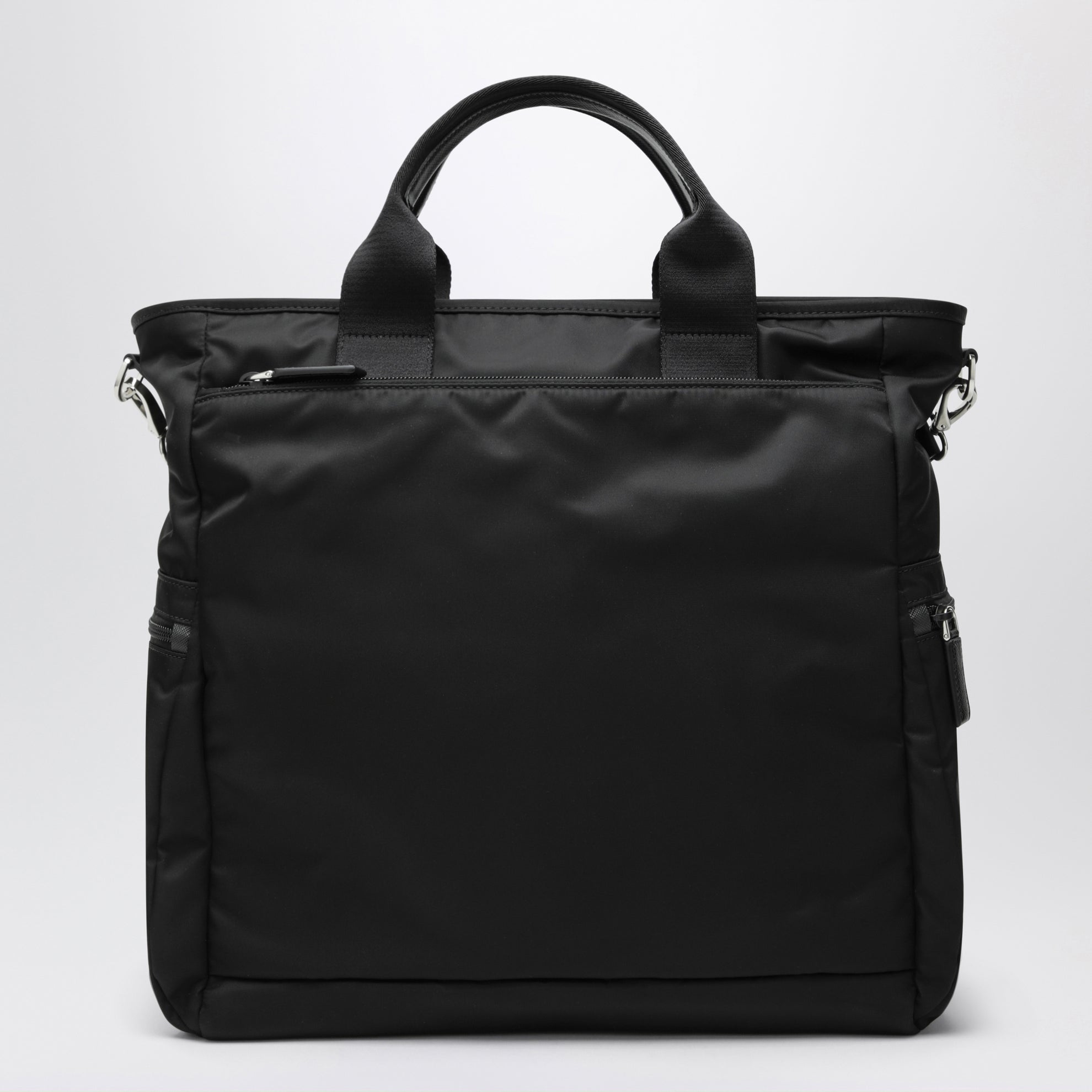 Black Re-Nylon and Saffiano shopping bag