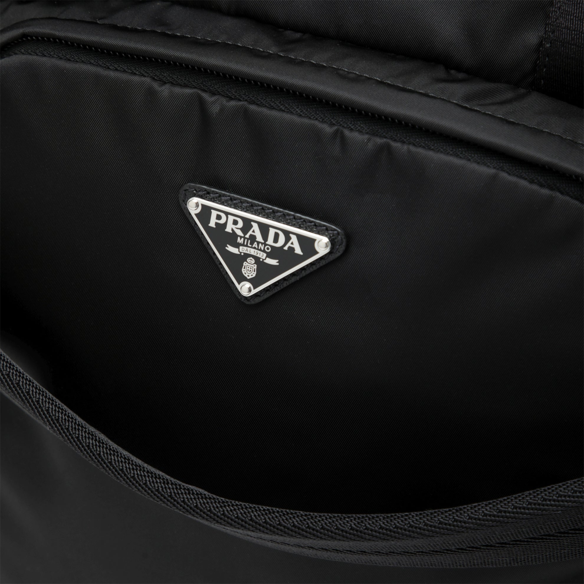 Black Re-Nylon and Saffiano shopping bag