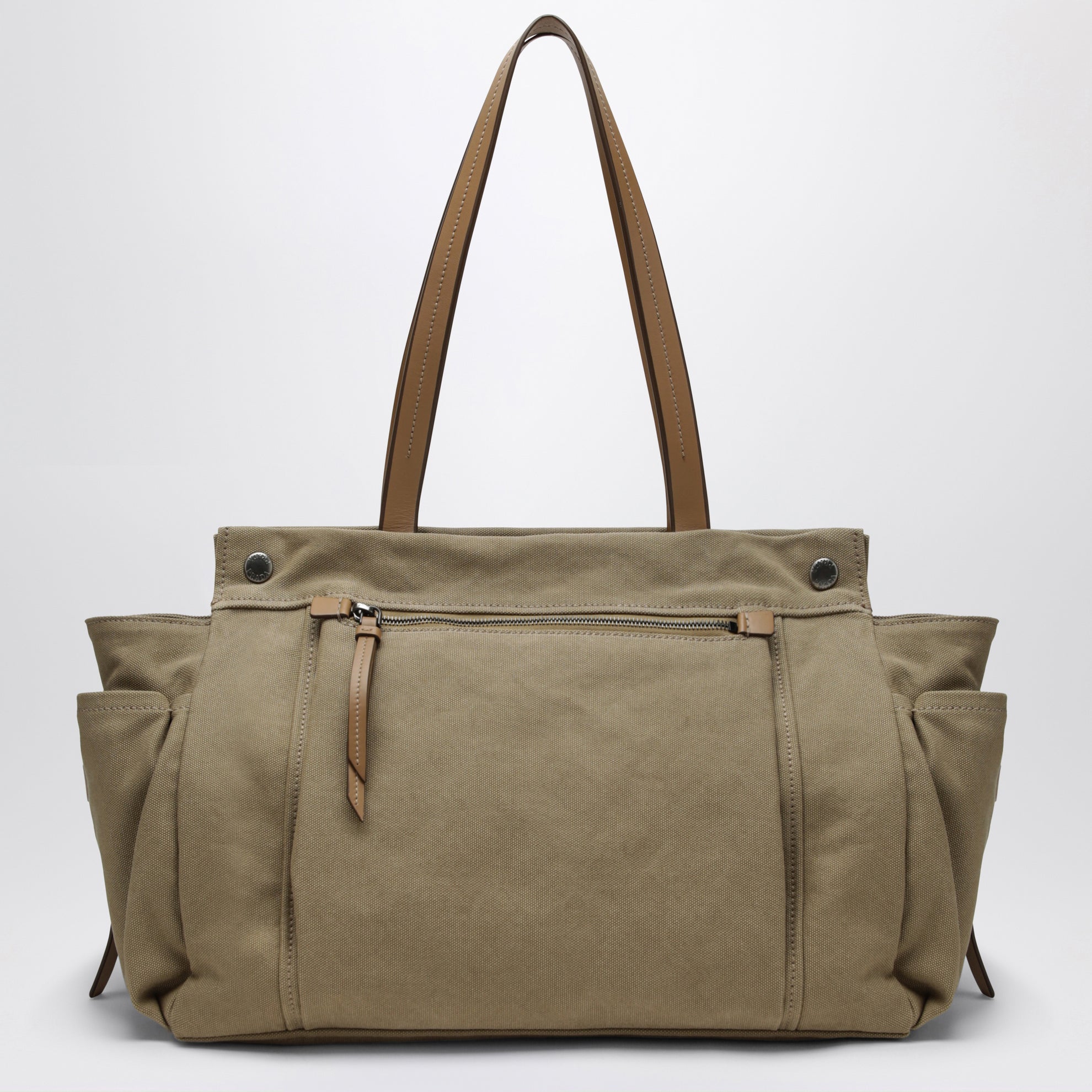Sac shopping Prada Route large en toile et cuir kaki