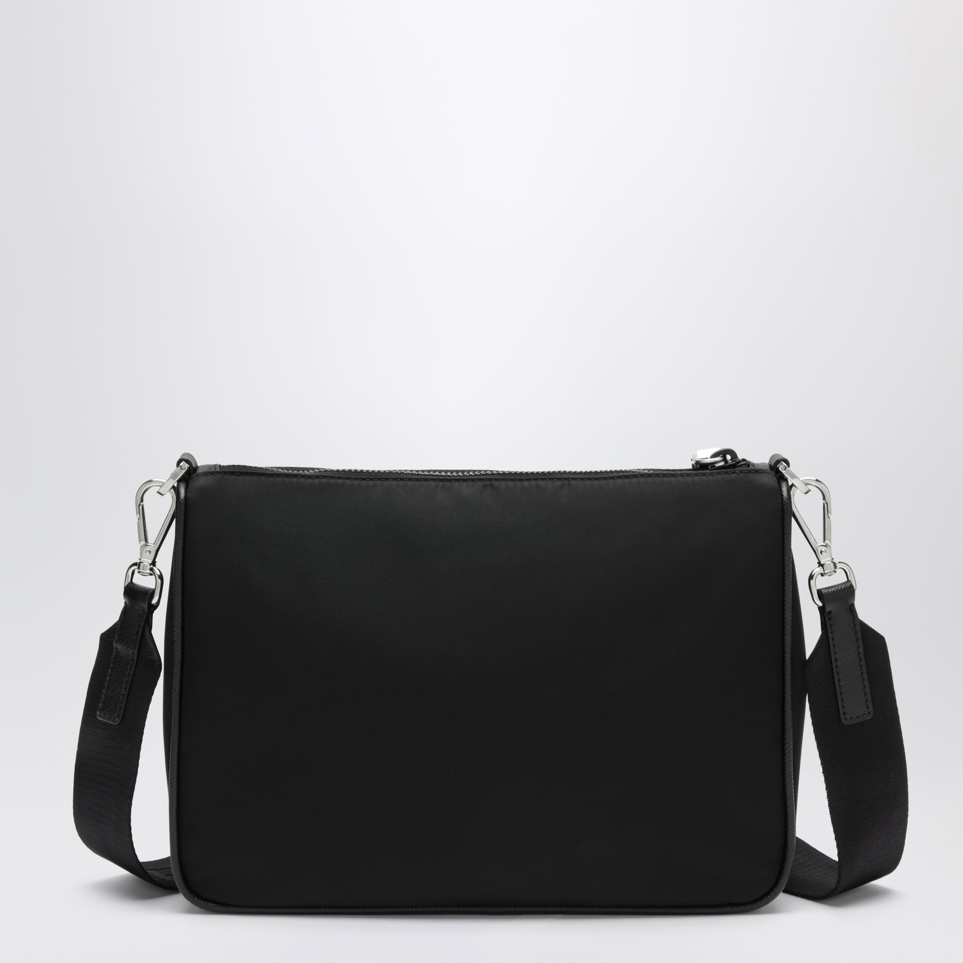 Borsa a tracolla nera in Re-Nylon e Saffiano
