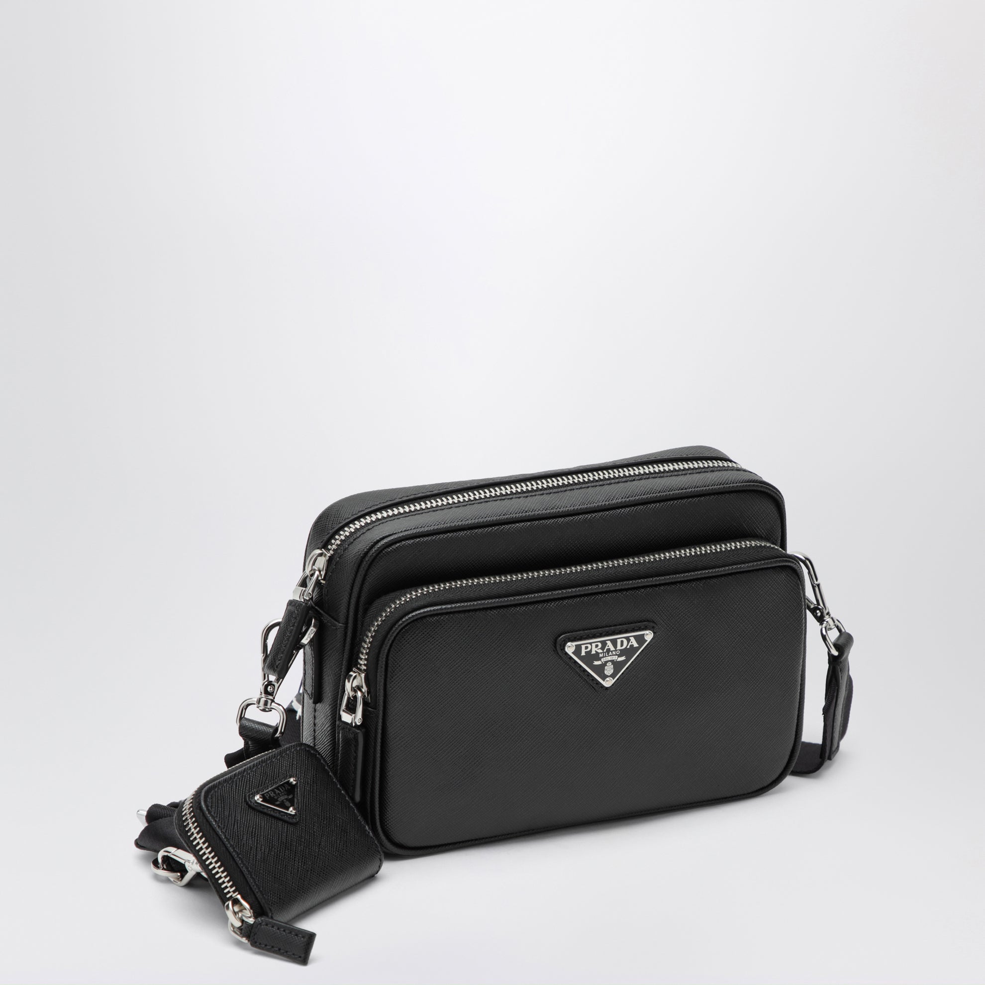 Borsa a tracolla in pelle Saffiano nera