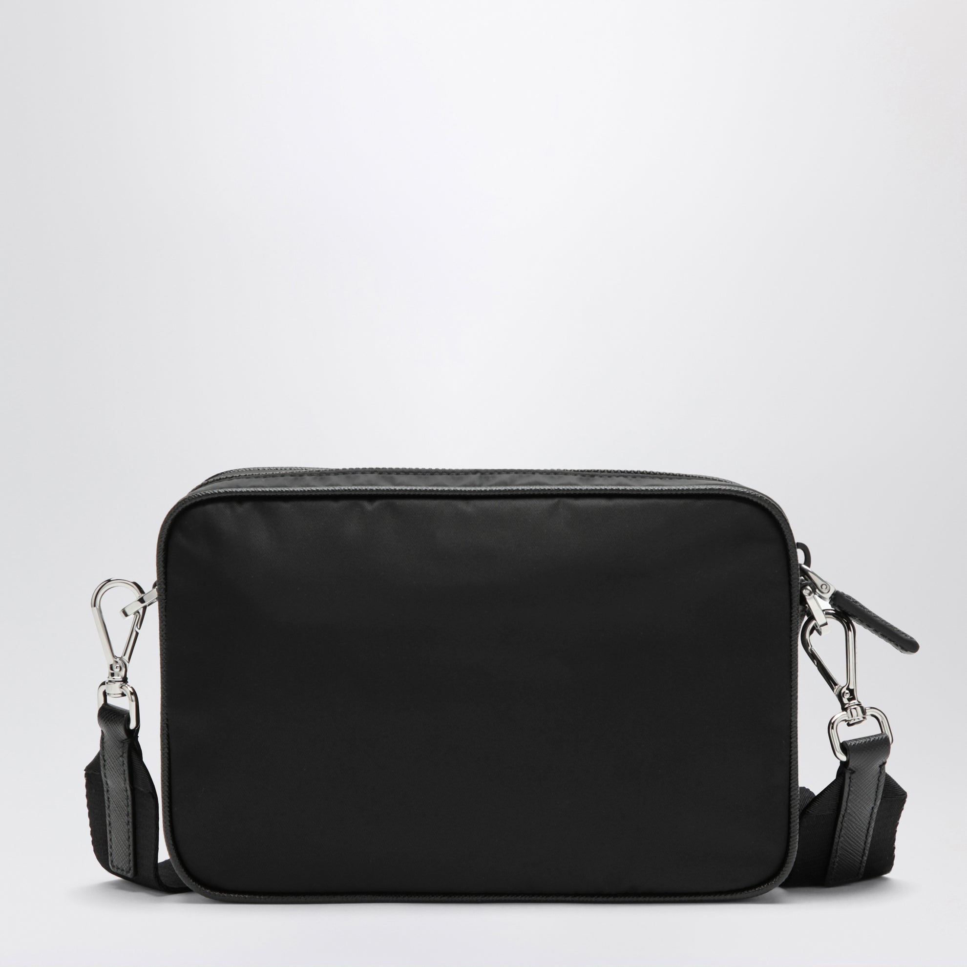 Crossbody bag in black Re-Nylon and Saffiano leather