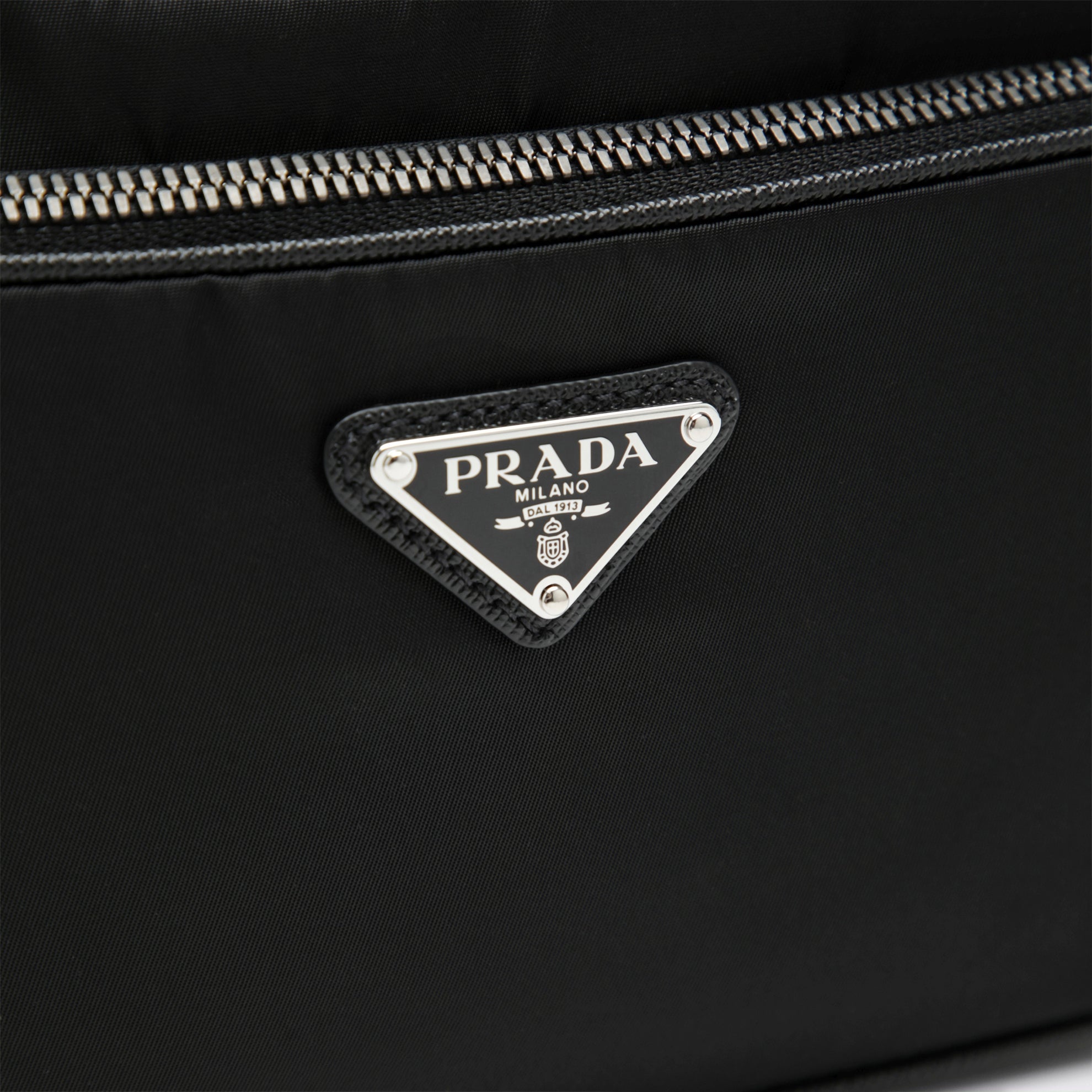 Crossbody bag in black Re-Nylon and Saffiano leather
