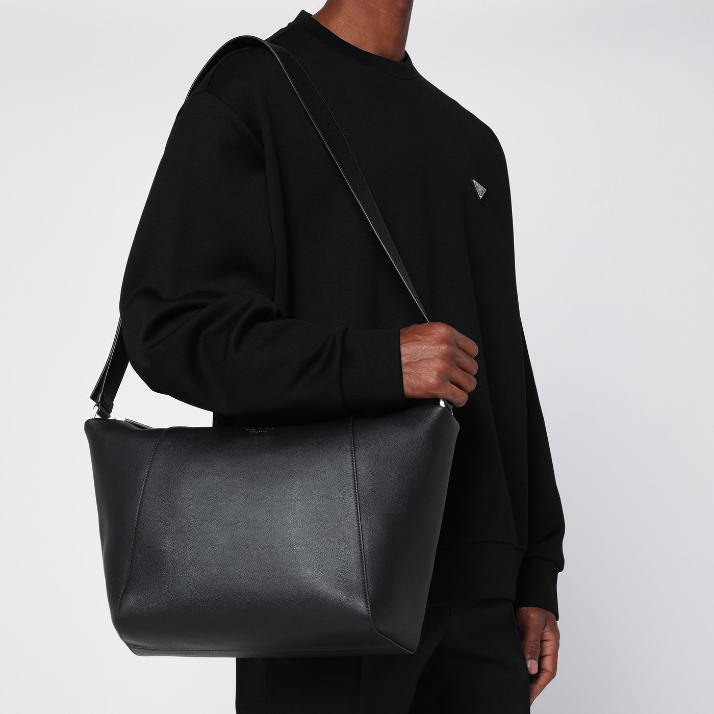 Black leather shoulder bag