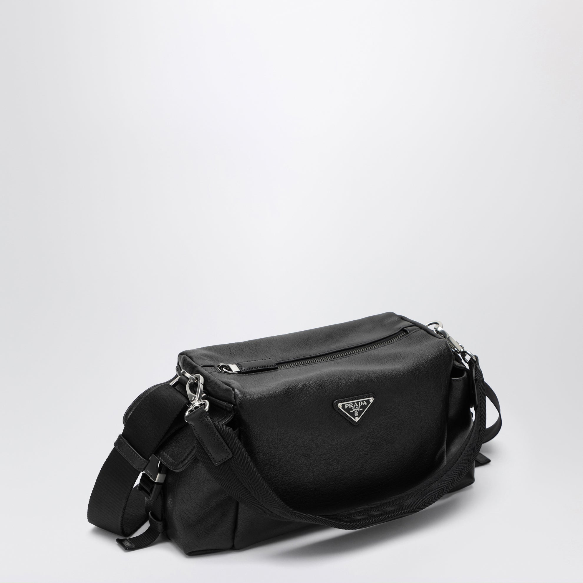Borsa Explore nera in pelle