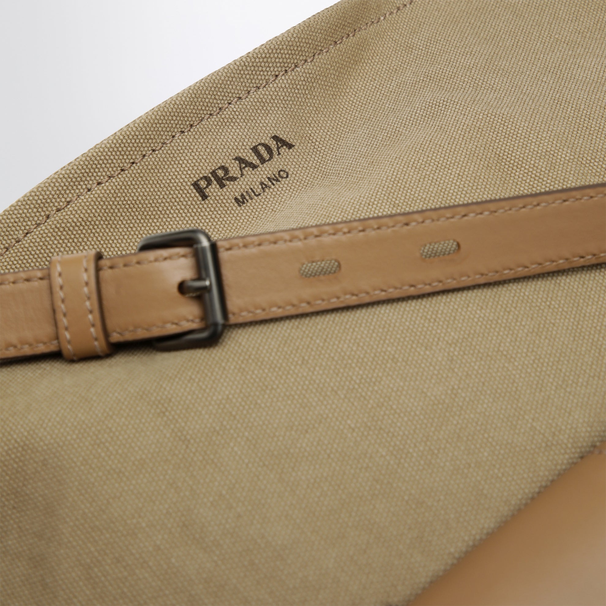 Khaki Prada Route canvas and leather crossbody bag