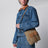 Route crossbody bag in canvas and khaki leather