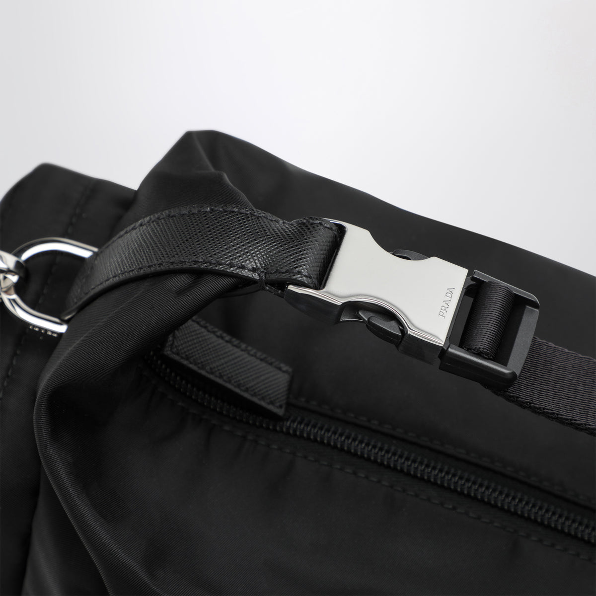 Black Re-Nylon and Saffiano shoulder bag