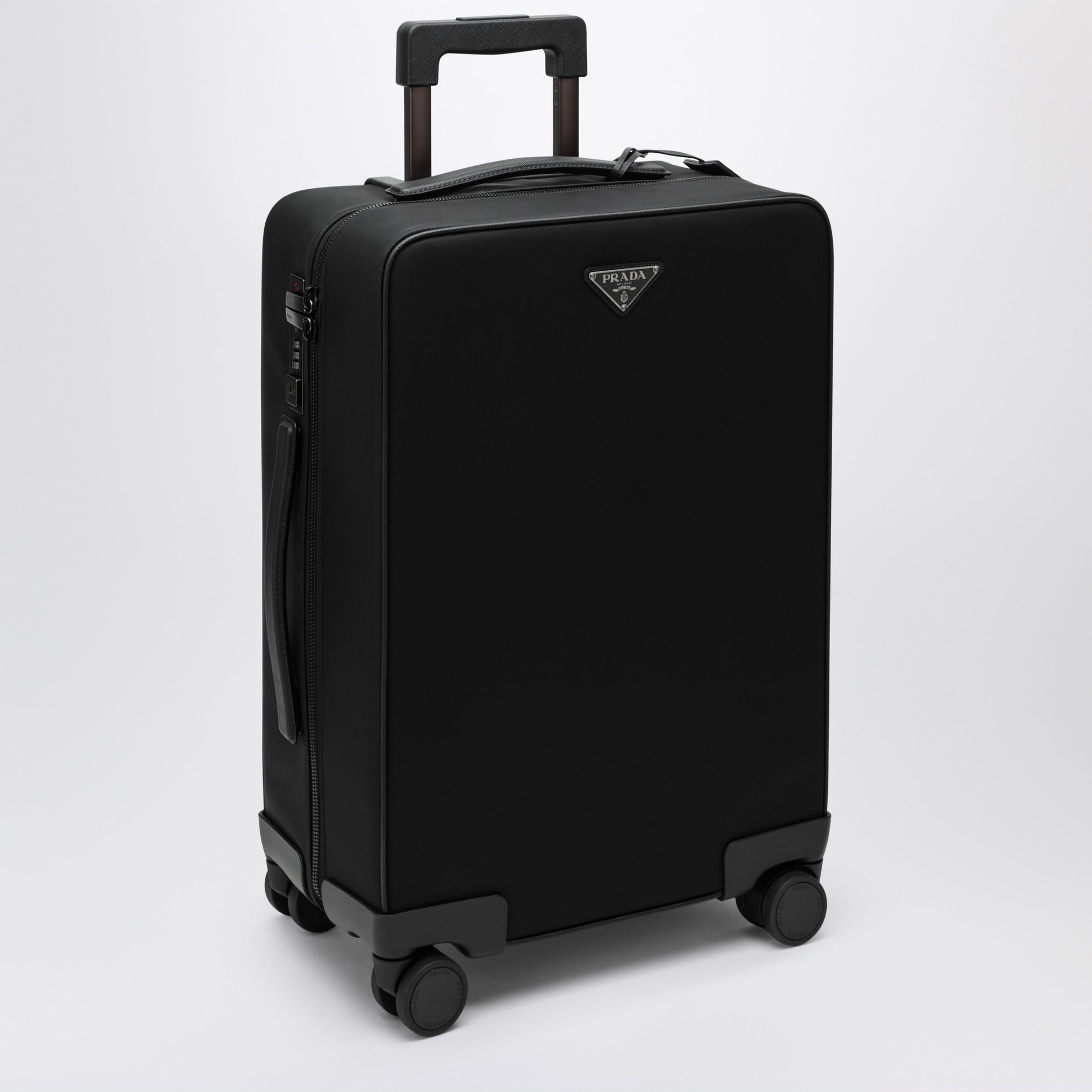 Black Re-Nylon and Saffiano cabin trolley