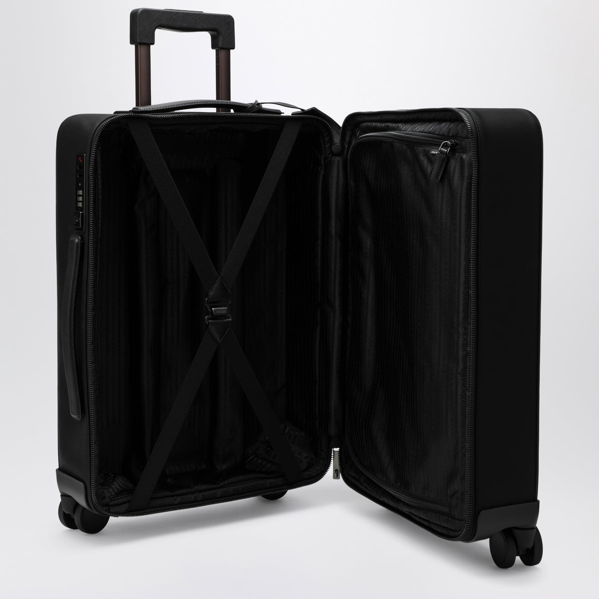 Black Re-Nylon and Saffiano cabin trolley