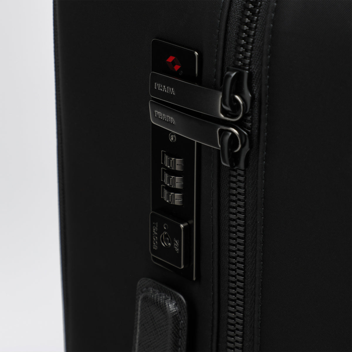Black Re-Nylon and Saffiano cabin trolley