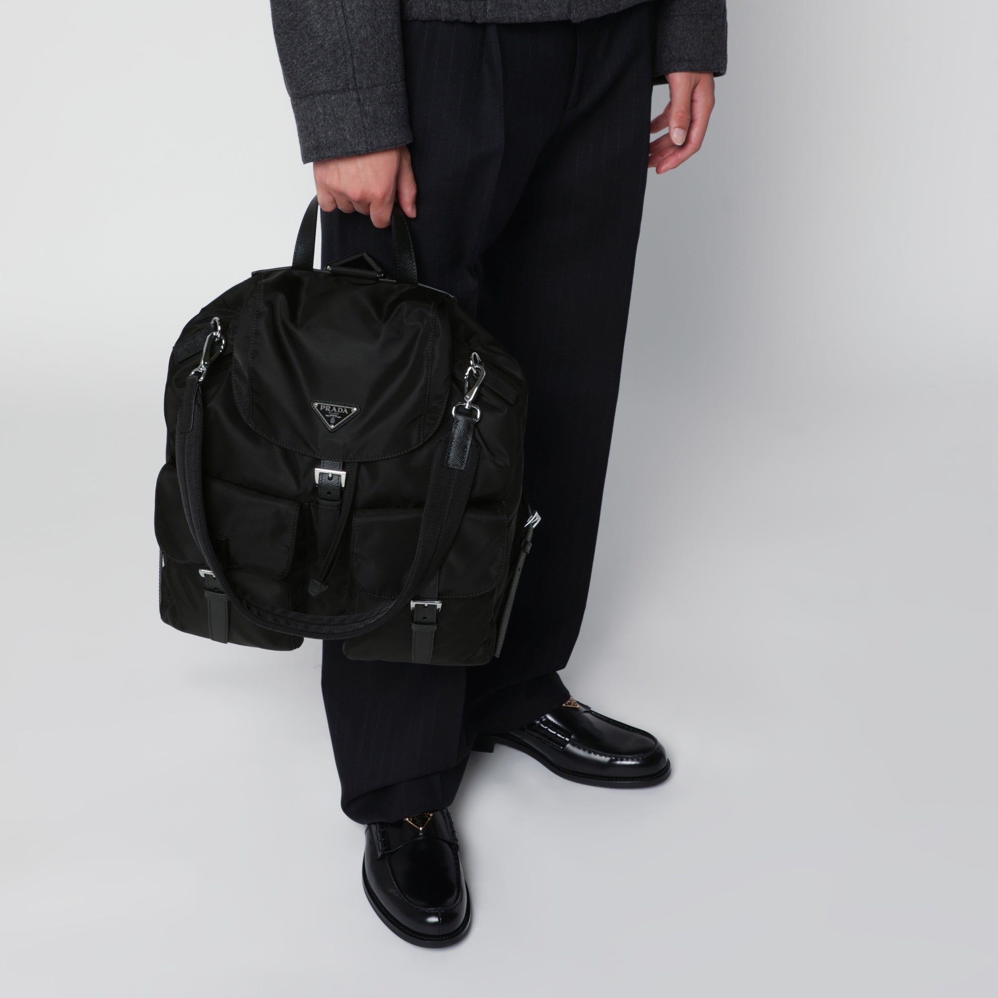 Large black Re-Nylon backpack
