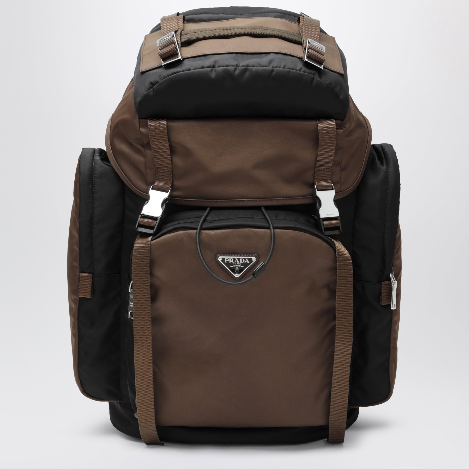 Backpack in Re-Nylon and leather black / burnt