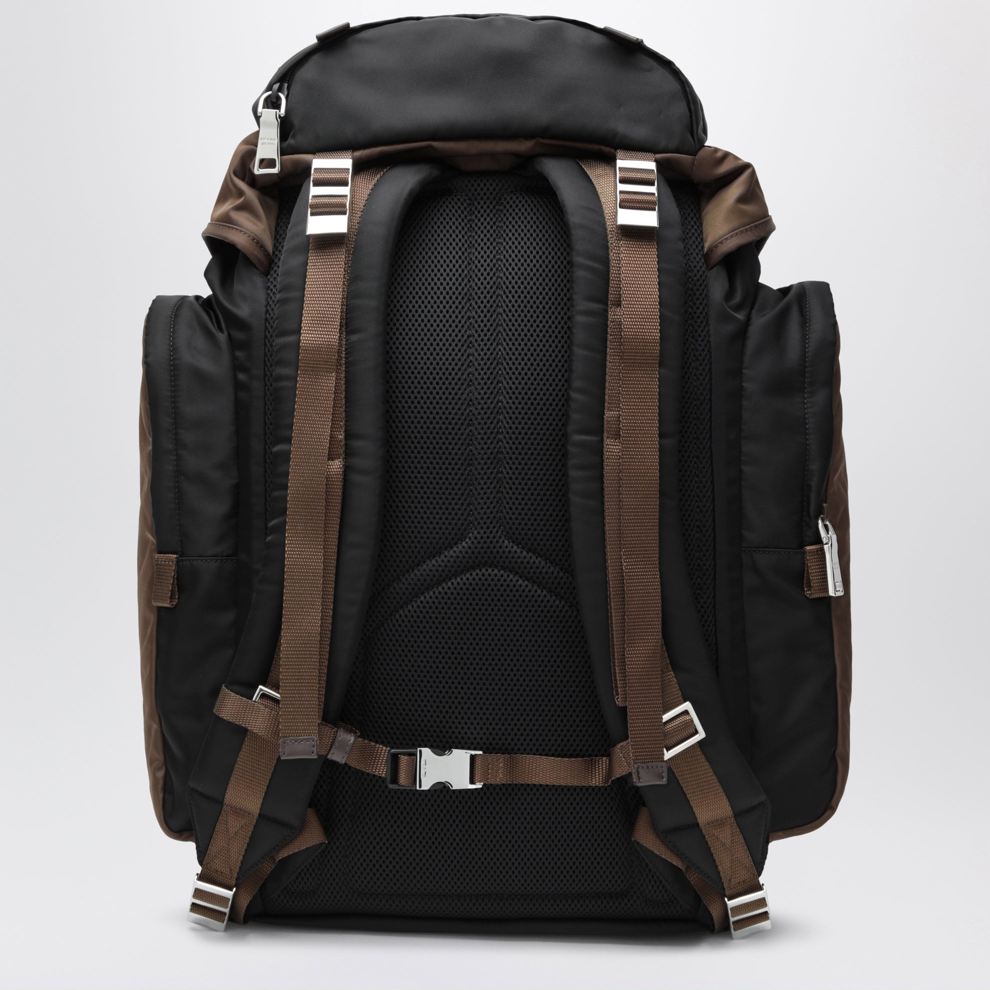Backpack in Re-Nylon and leather black / burnt