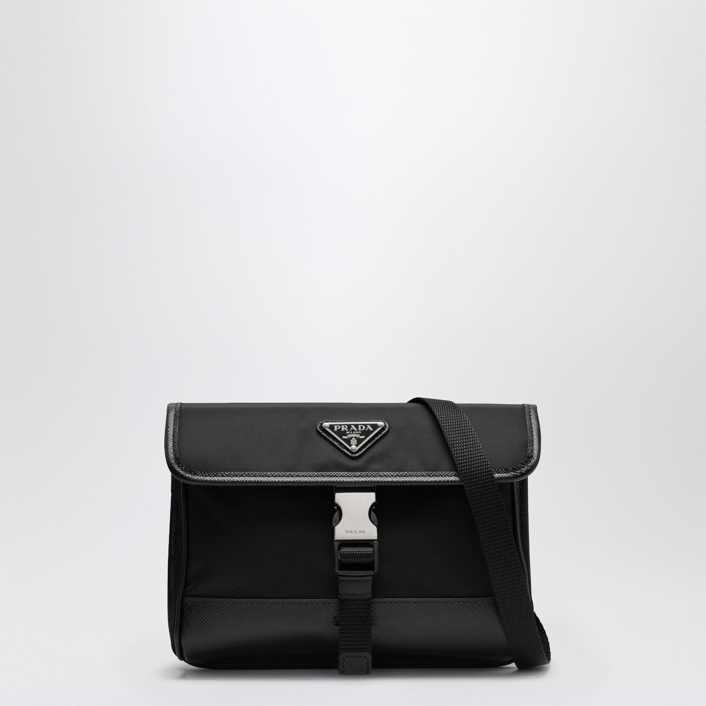Black Re-Nylon and Saffiano phone holder