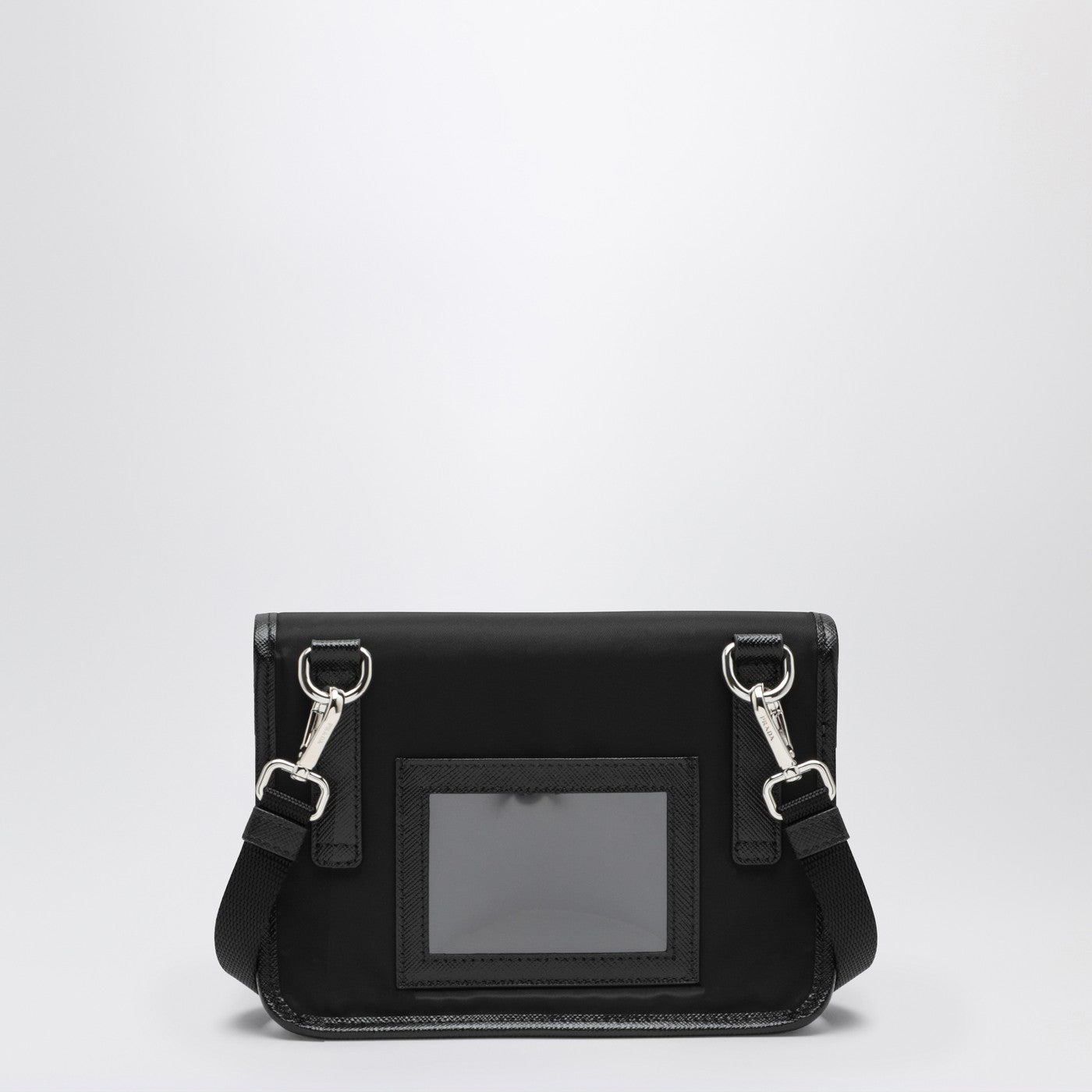 Black Re-Nylon and Saffiano phone holder