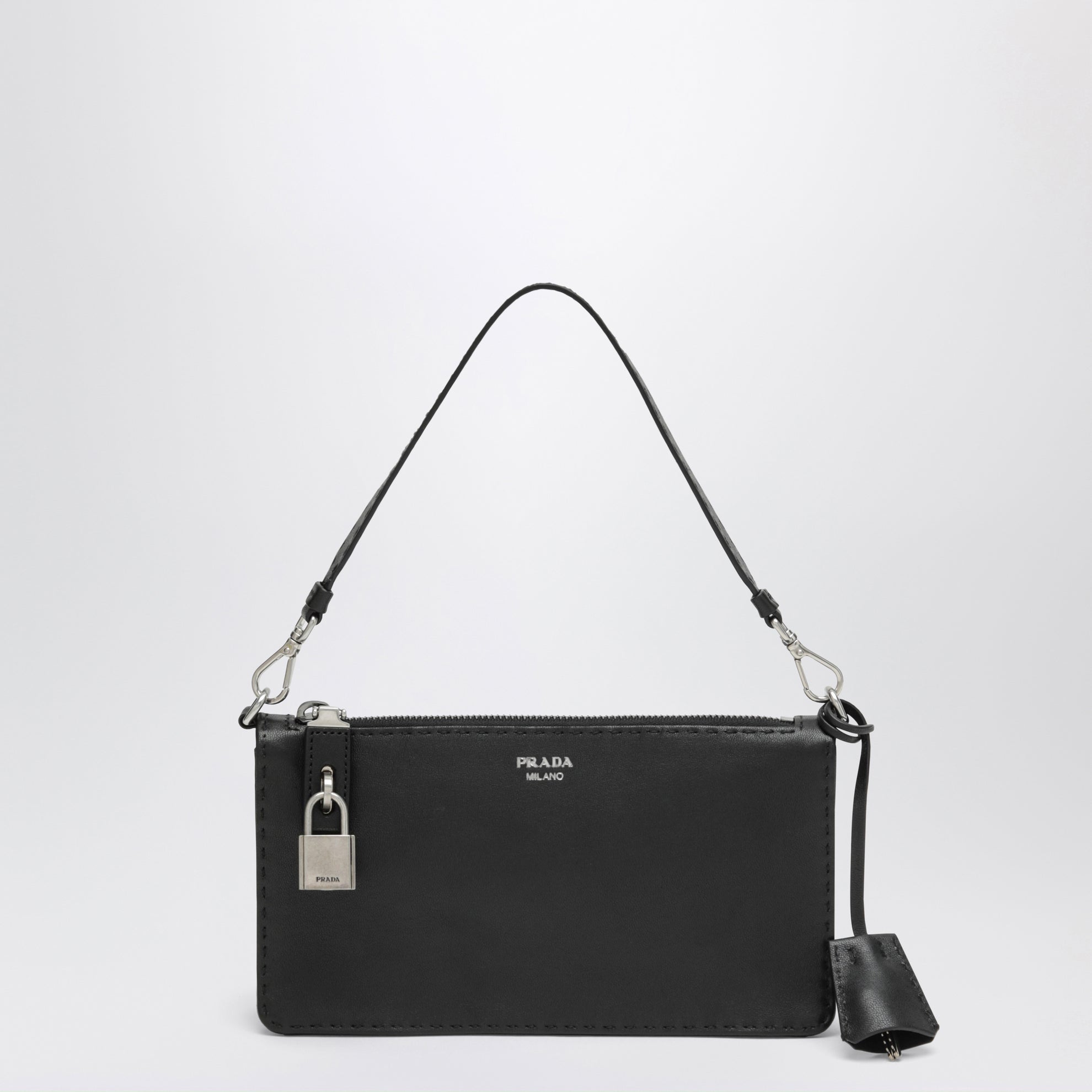 Black aged leather pouch