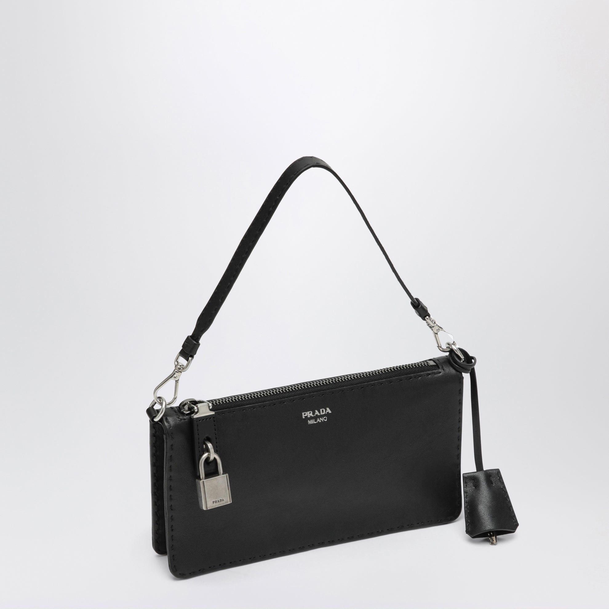Black aged leather pouch