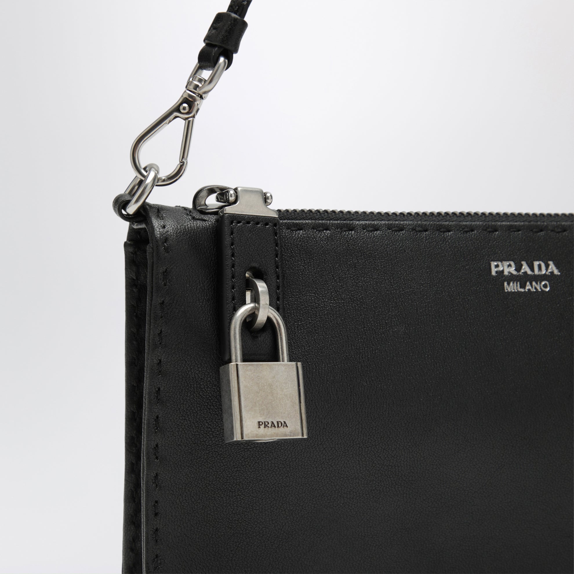 Black aged leather pouch