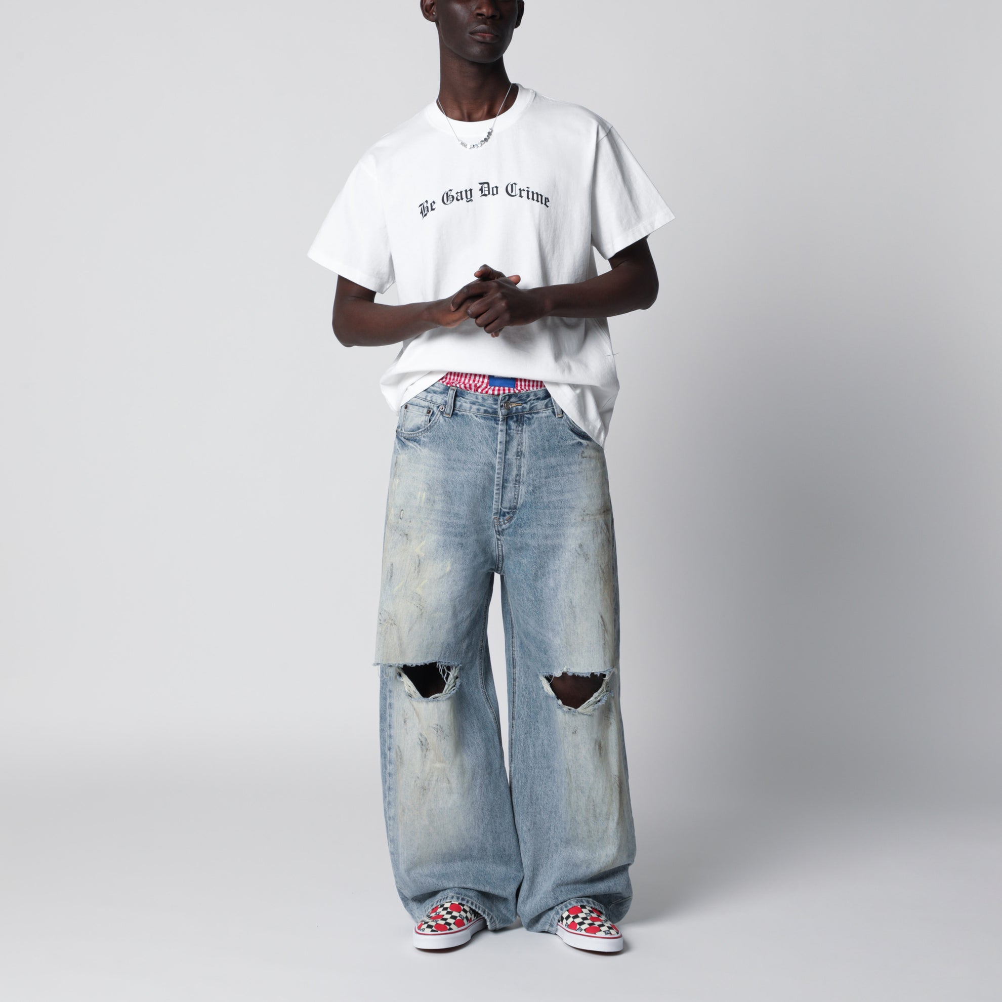 Jeans Johnny blu slavato con strappi 