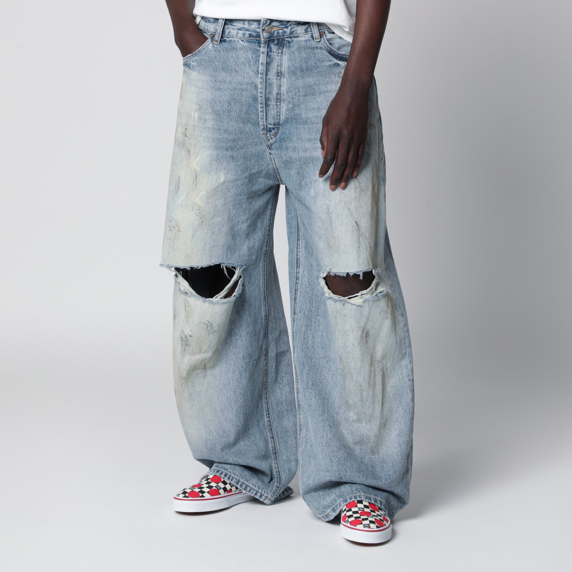 Jeans Johnny blu slavato con strappi 