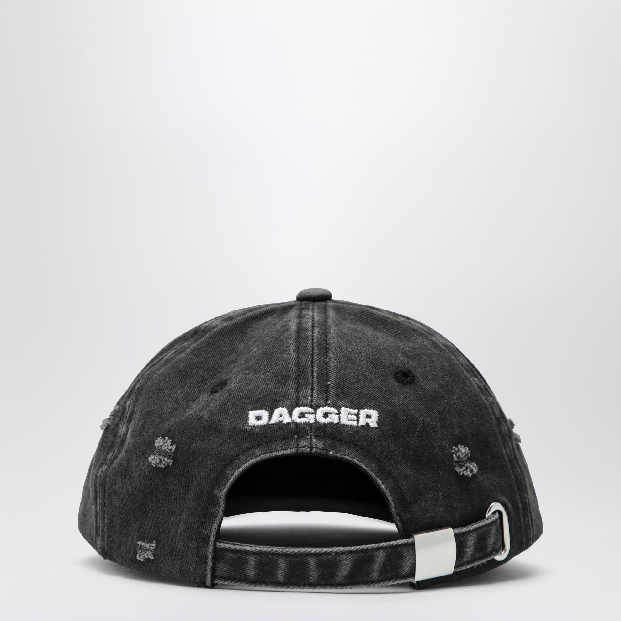 Black distressed-effect baseball cap