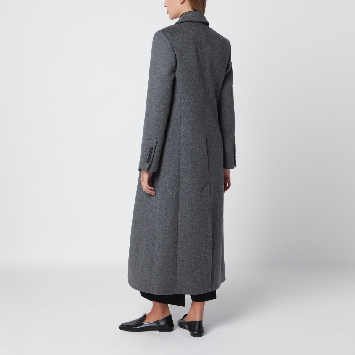 Grey mélange double-breasted coat