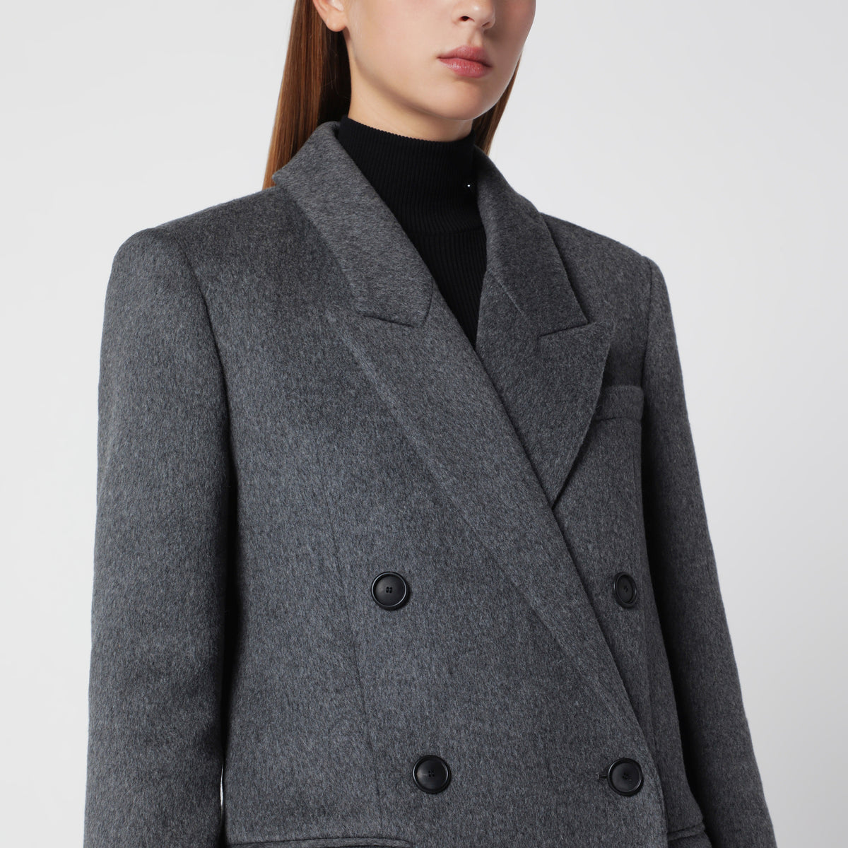 Grey mélange double-breasted coat