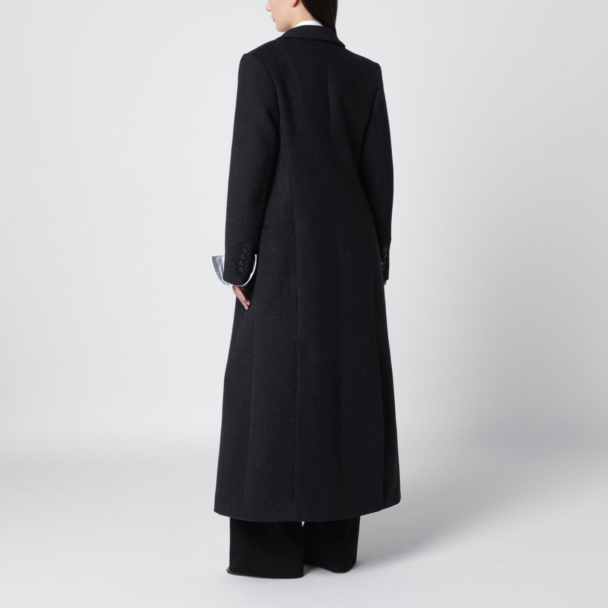 Charcoal grey long asymmetric coat
