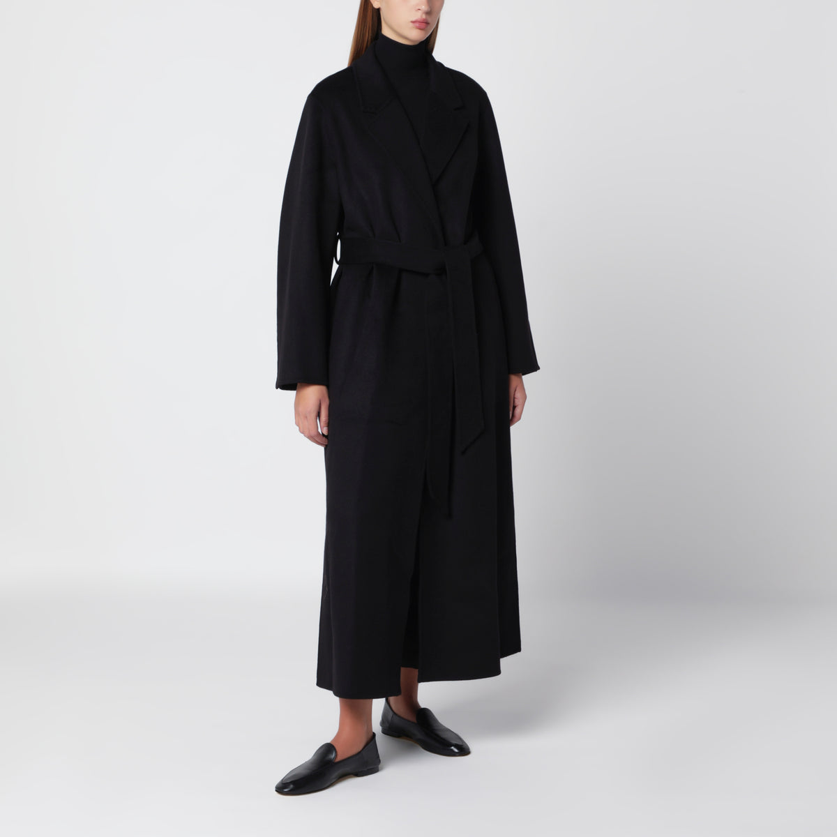 Black wool wrap coat