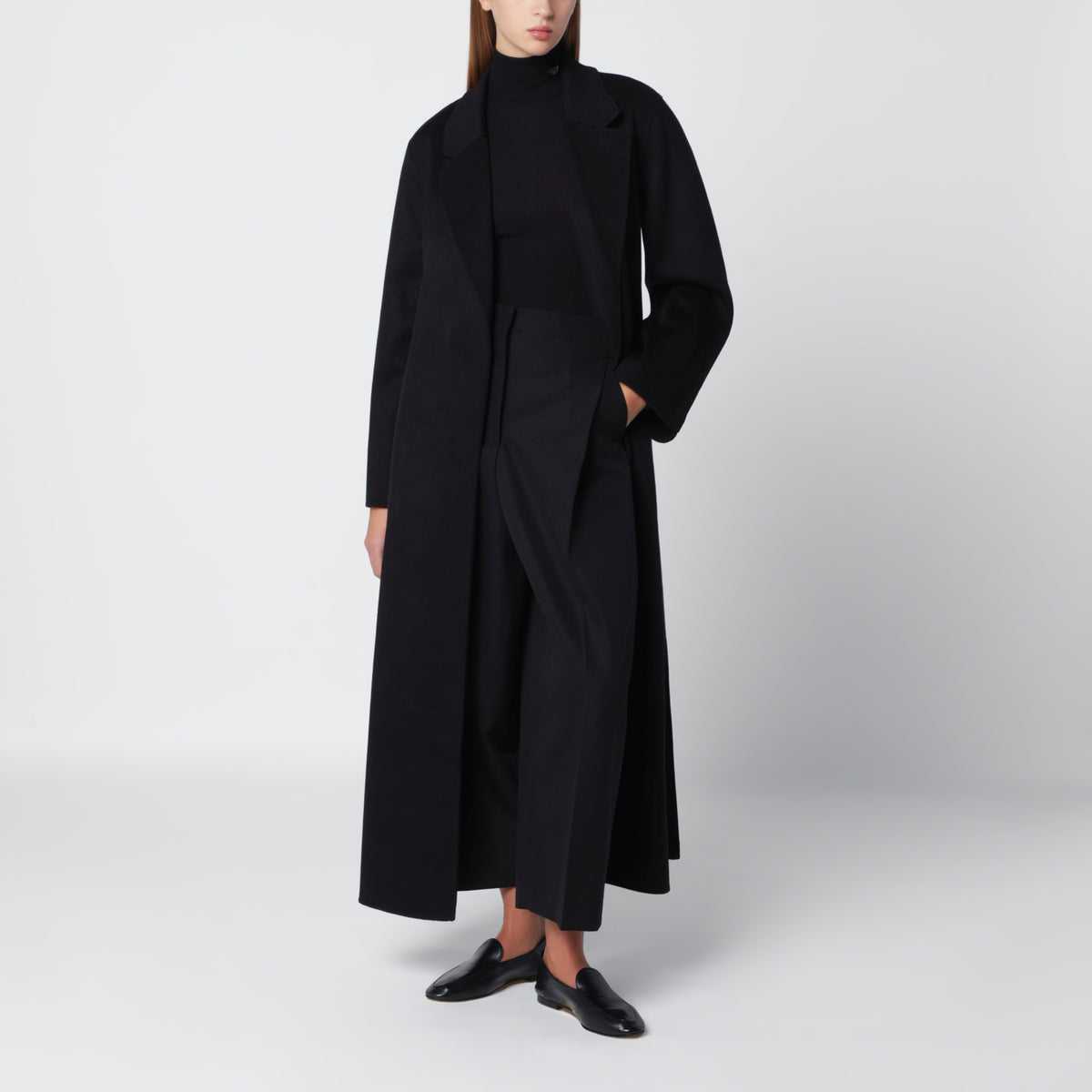 Black wool wrap coat