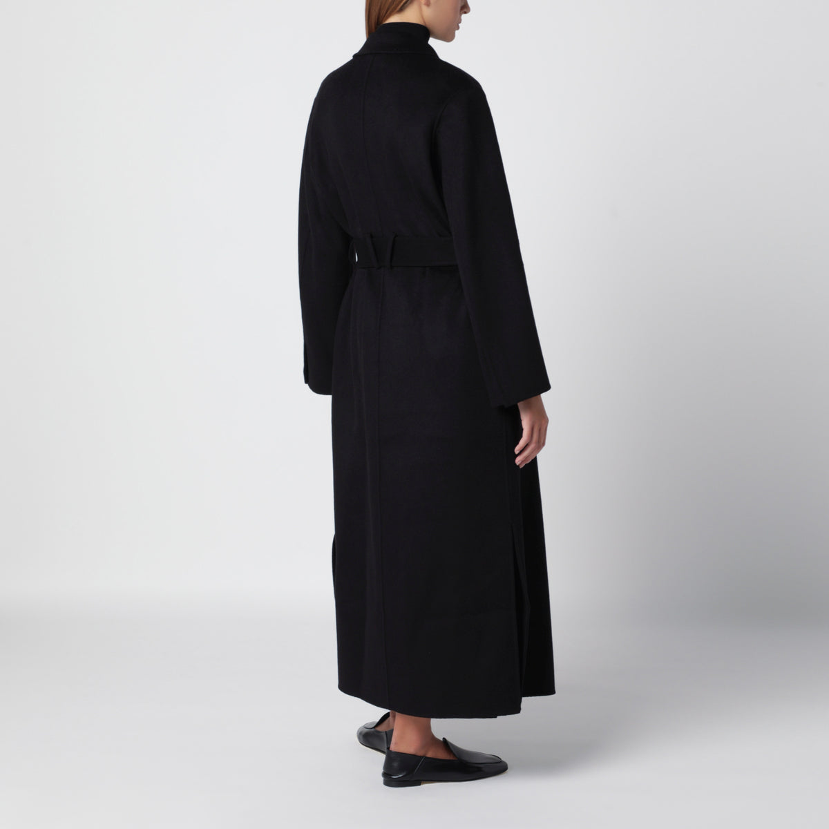 Black wool wrap coat