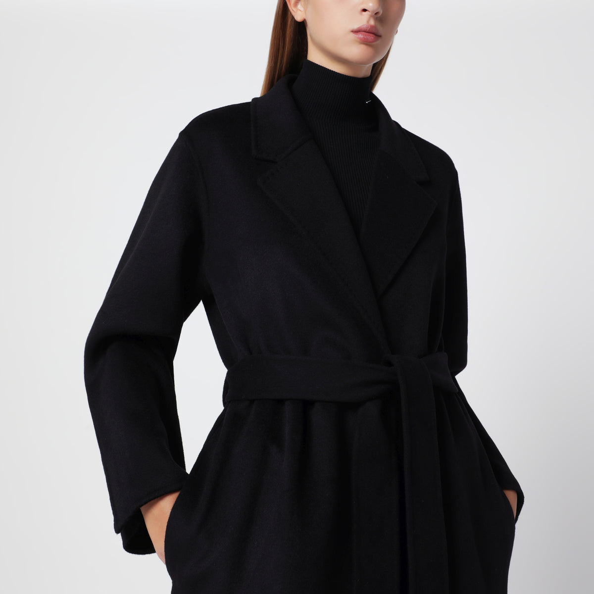 Black wool wrap coat