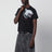 T-shirt noir délavé en coton avec détails distressed