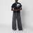 T-shirt noir délavé en coton avec détails distressed