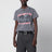 T-shirt gris délavé en coton avec détails distressed