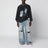 T-shirt noir délavé en coton avec détails distressed