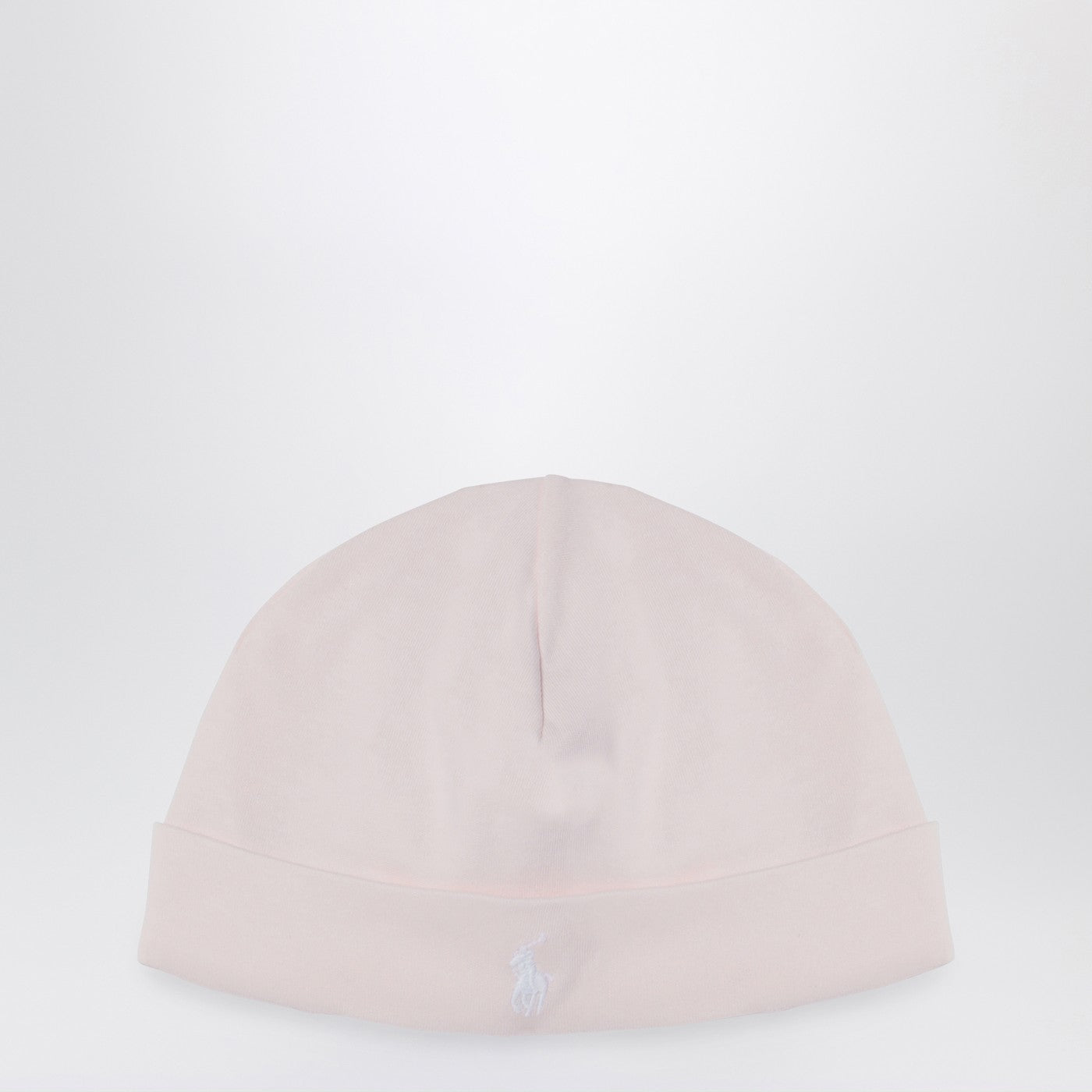 Cuffia rosa chiara in cotone con logo