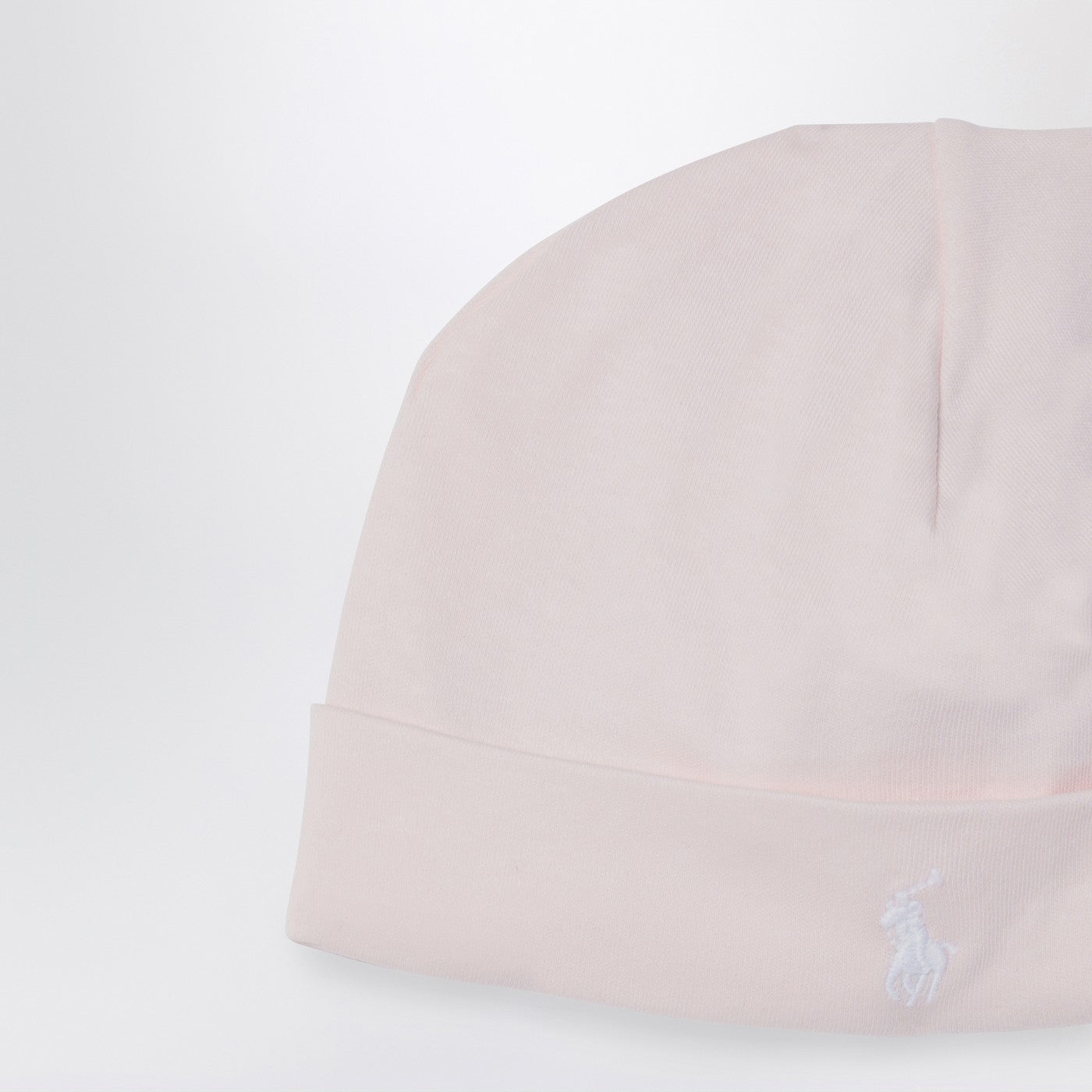 Cuffia rosa chiara in cotone con logo