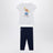 Ensemble deux pièces blanc/bleu marine en coton avec imprimé