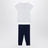 Ensemble deux pièces blanc/bleu marine en coton avec imprimé