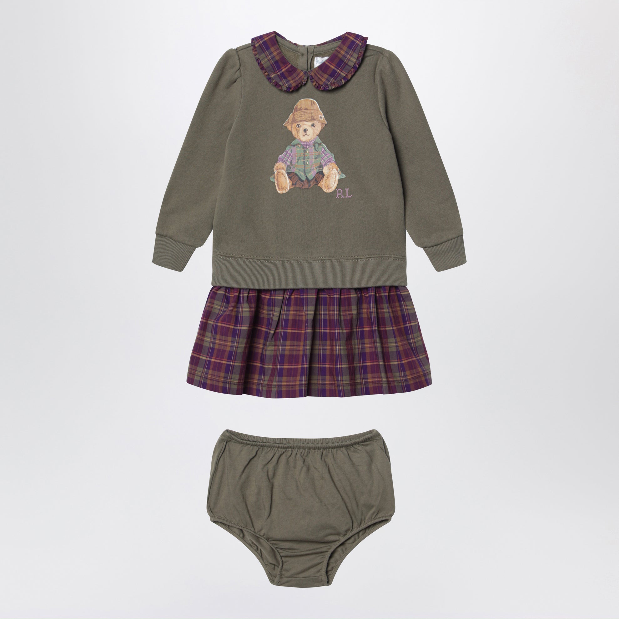 Ensemble deux pièces Polo Bear vert olive avec culotte