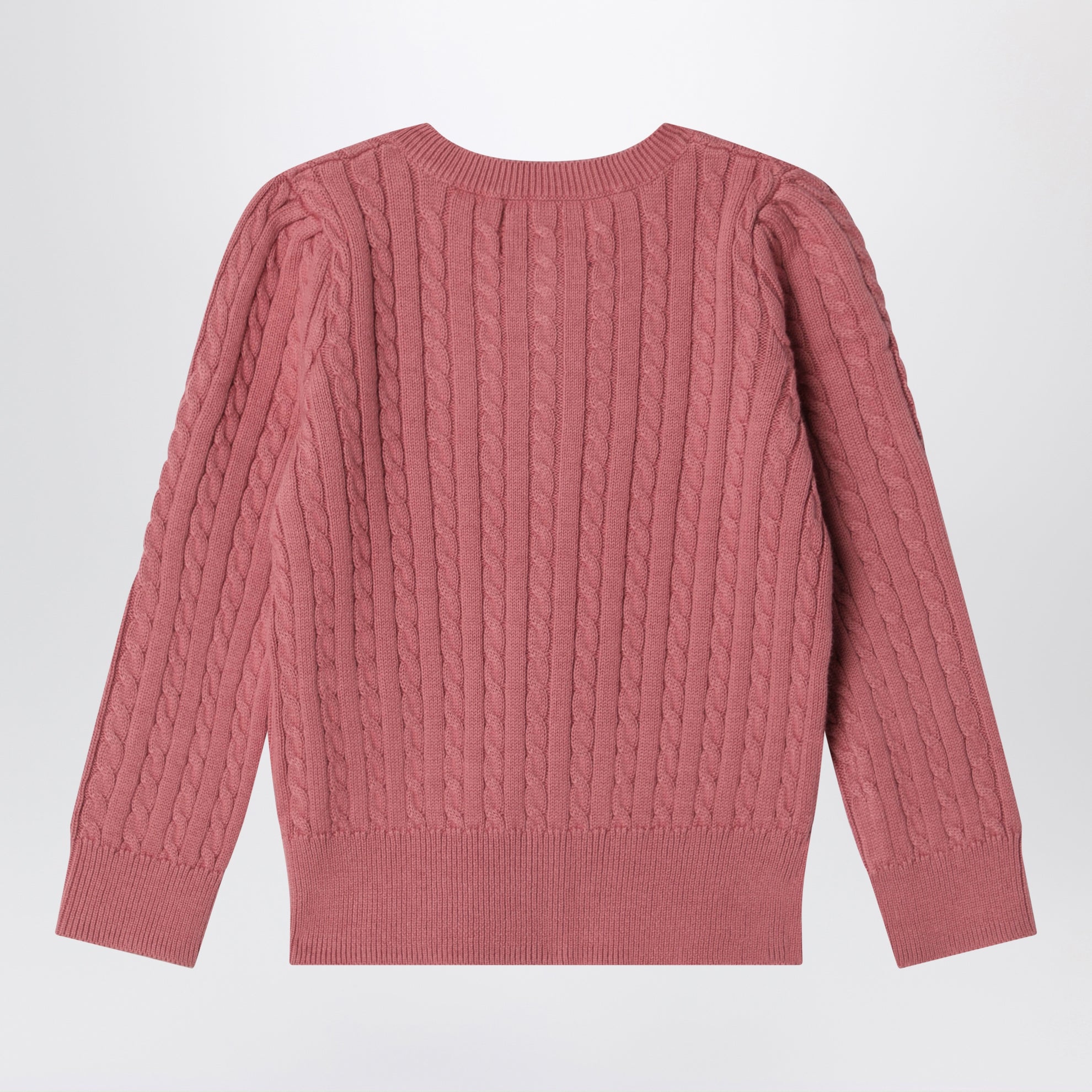 Gilet rose en maille torsadée fine de coton
