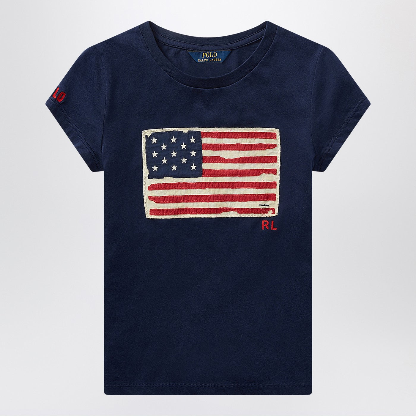 T-shirt bleu marine en jersey avec drapeau
